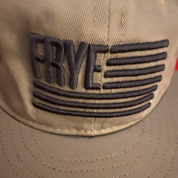 FRYE VINTAGE ARMY OLIVE GREEN LTHR COTTON Hat RARE NWOT MADE IN USA - Picture 2 of 8